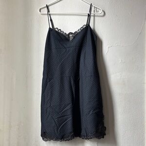 Zara Black Lace-Trim Mini Slip Dress